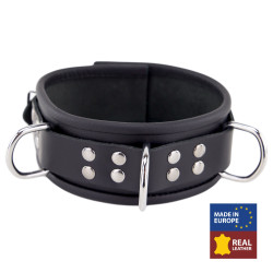 The Red Collier en cuir 3 anneaux D Noir